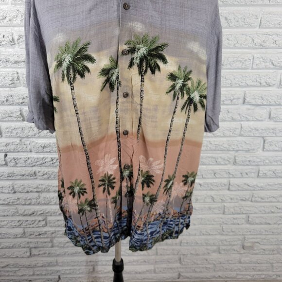 Batik Bay Mens Shirt XXL Plus Short Sleeve Easy Care Blue Tropical Rayon FLO11E - Picture 4 of 8